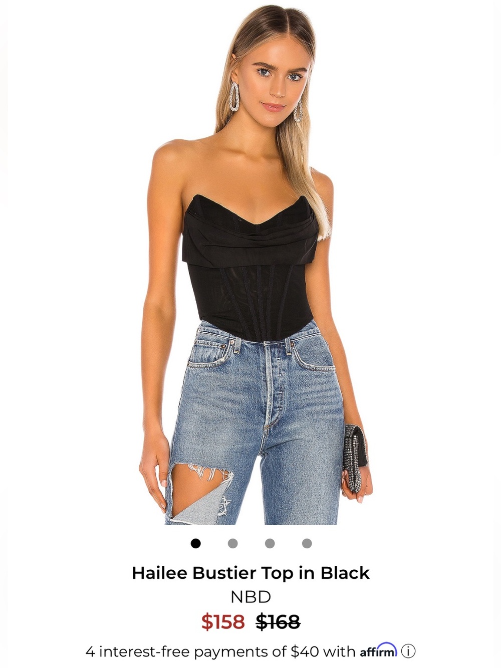NBD Hailee Strapless Bustier Top in Black